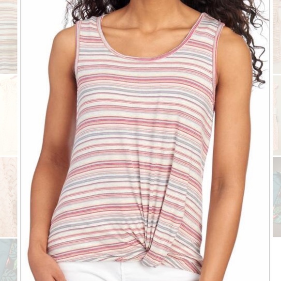 Max Studio Tops - Max Studio Striped Knot front jersey tank top